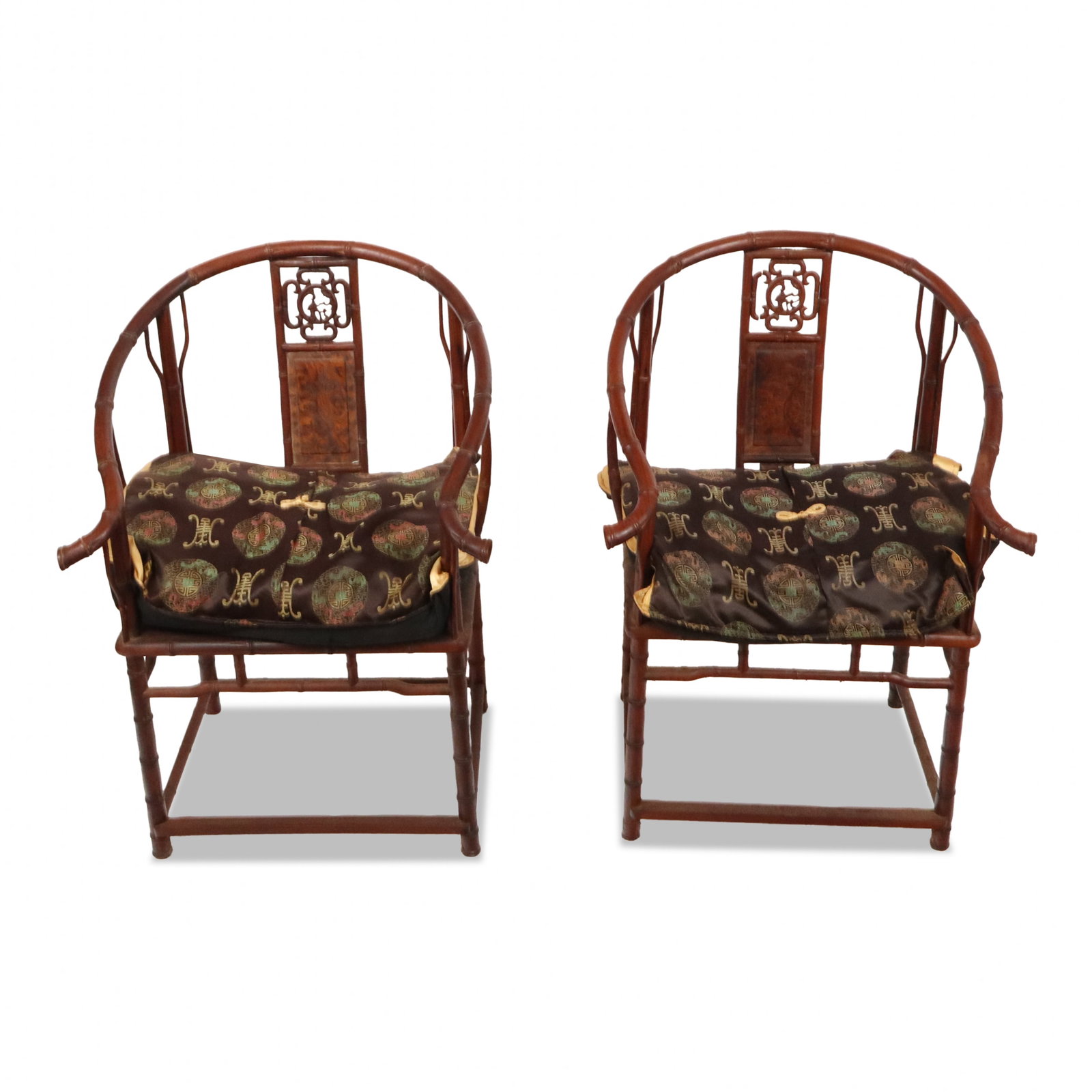 Two Chinese Rosewood Horseshoe Backed Chairs (1 of 10)
