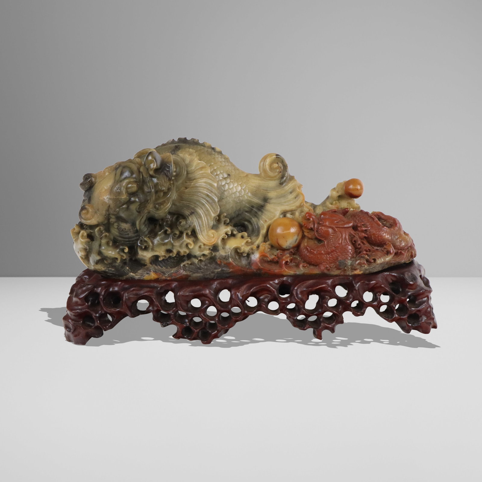 Chinese Carved Hardstone Group on Stand (1 of 14)