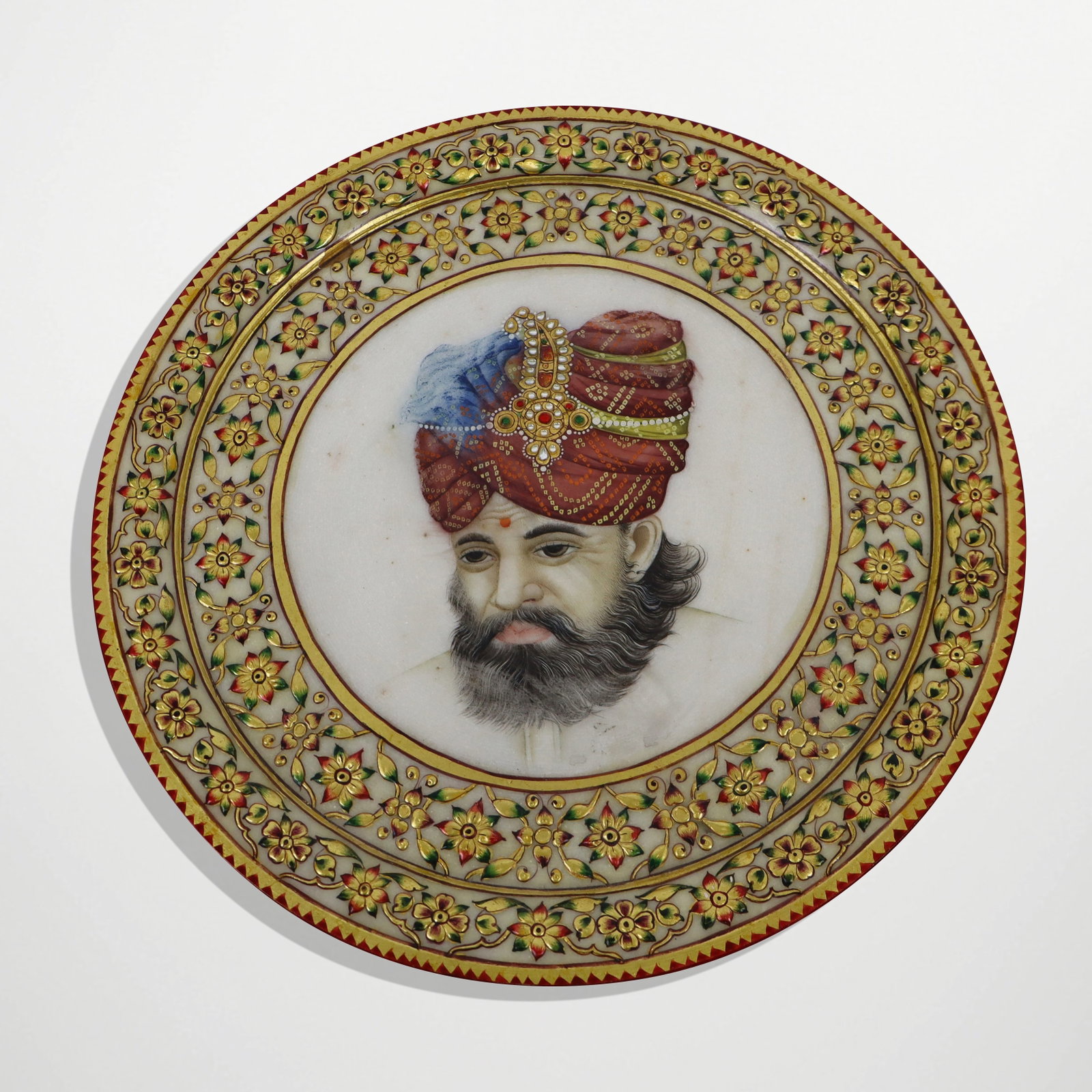 Indian Mogul Hand-Painted Marble Plaque (1 of 9)