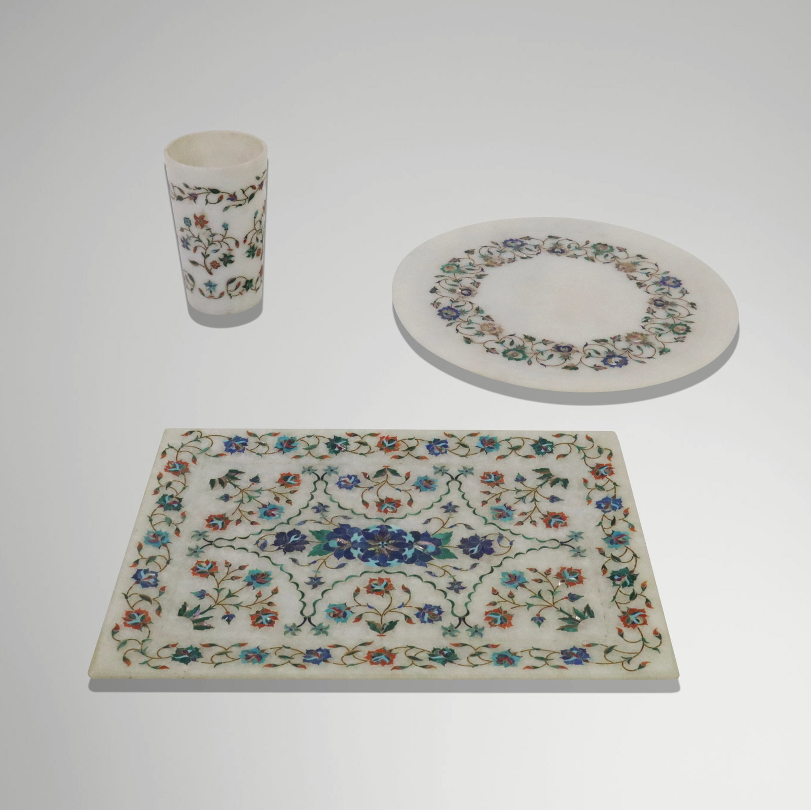 Pietra Dura Inlaid Marble Objects (3) (1 of 11)
