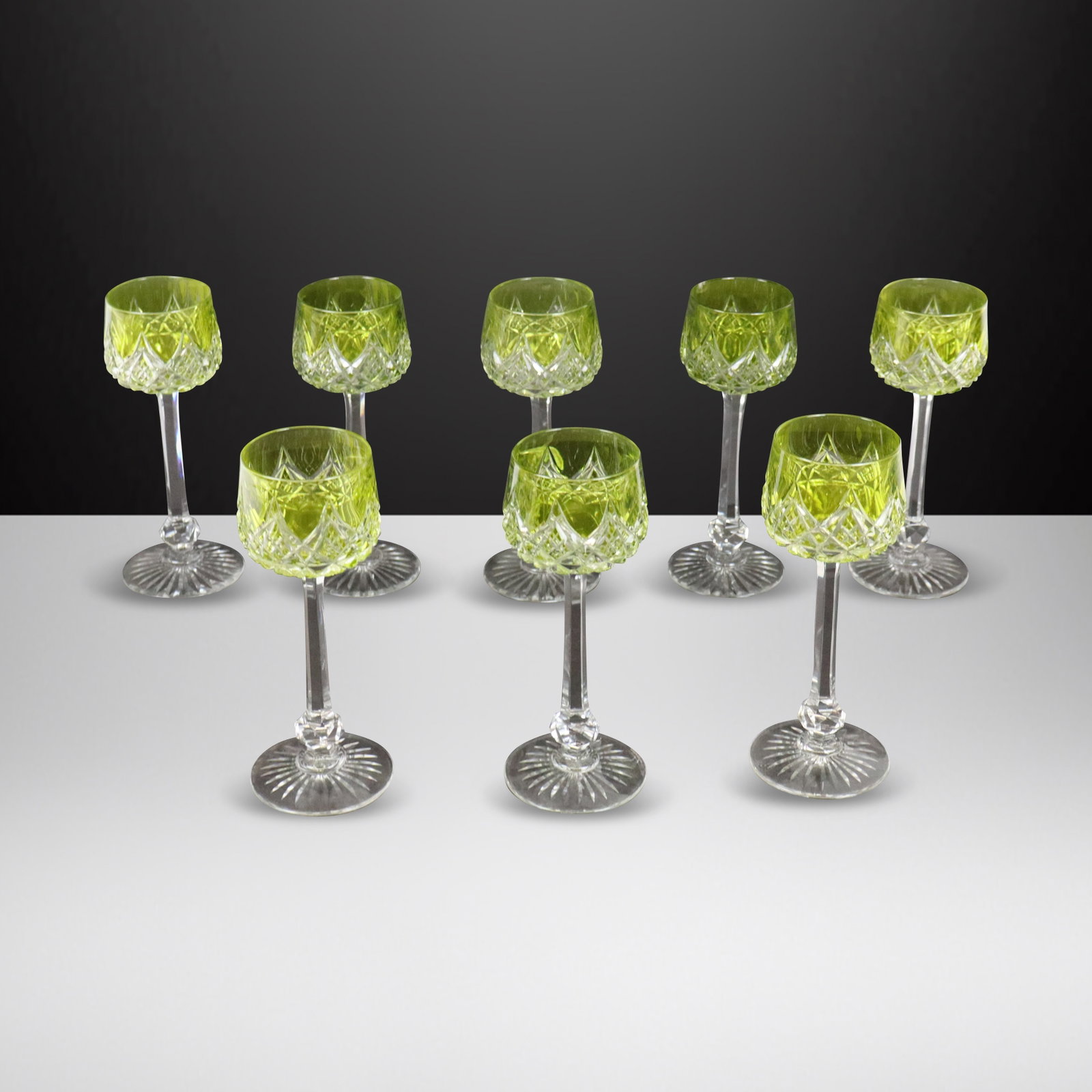 Baccarat "Colbert" Lime Green & Colorless Cut Glas (1 of 10)