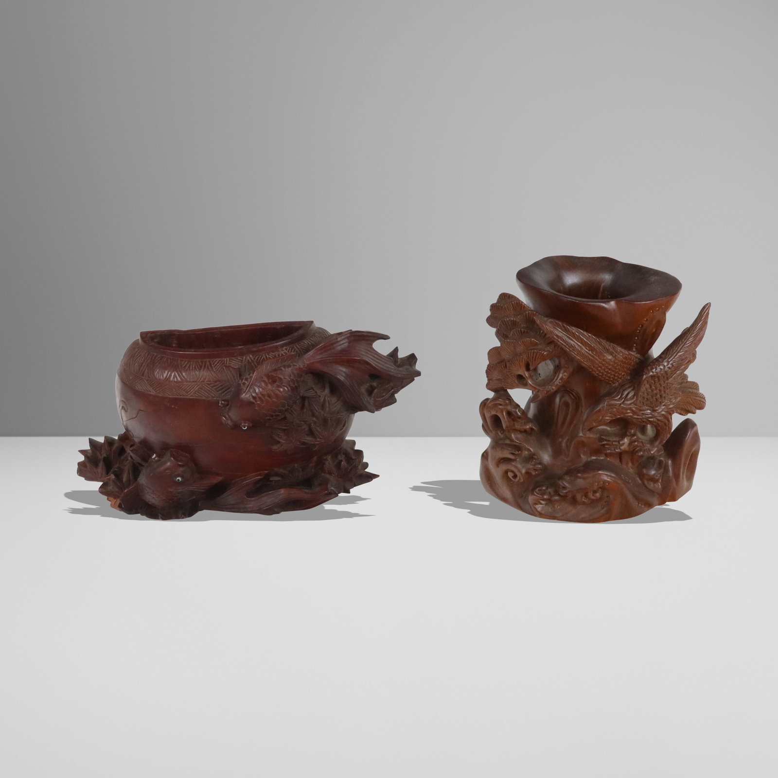Two Chinese Carved Wood Vases (1 of 10)