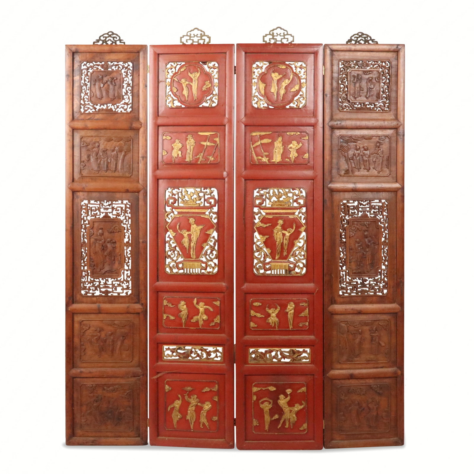 Chinese Carved Wood Four Panel Screen (1 of 13)