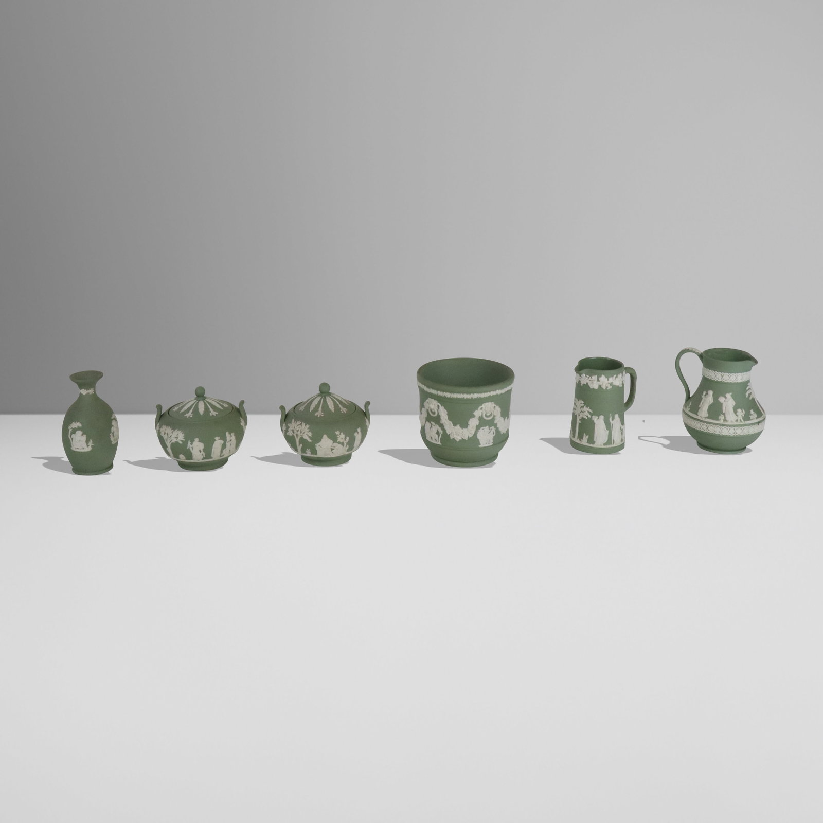 Wedgwood Green & Cream Jasperware Vessels, 6 (1 of 14)