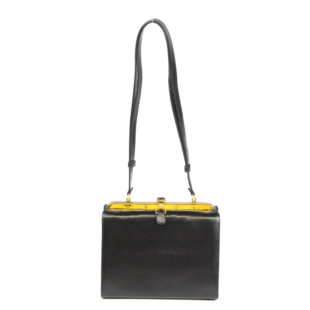 Judith Leiber Black Lizard Skin Handbag (1 of 17)