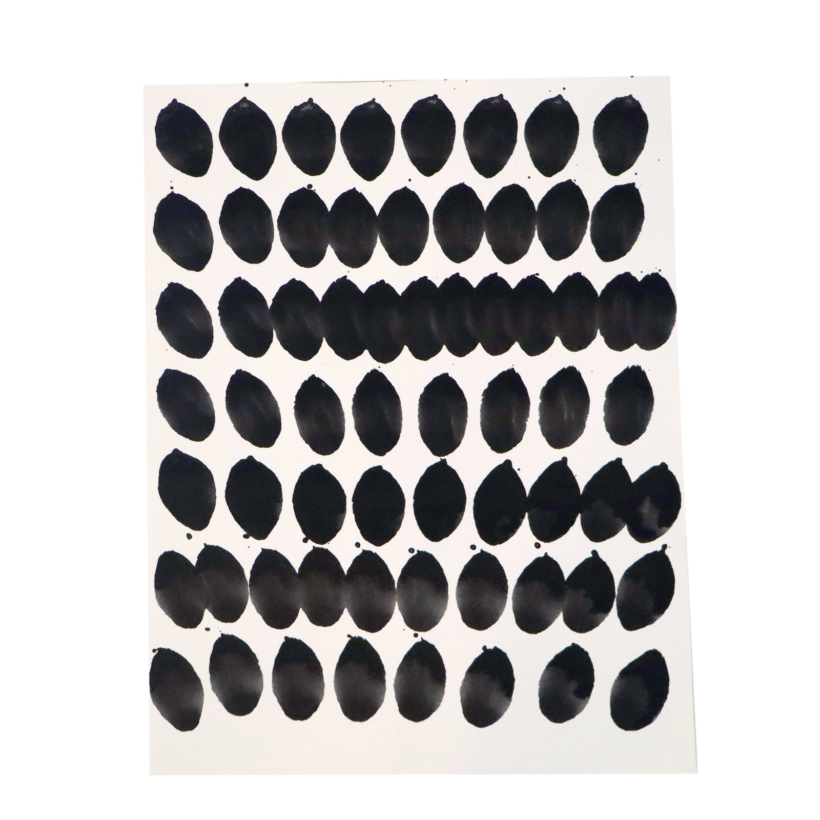 Francisca SUTIL Abstract Watercolor "Mute" 2010: Francisca Sutil (Chilean, b. 1952) abstract watercolor of black forms, "Mute," 2010, signed, titled, and dated to verso with personal inscription, unframed. [Sheet: 14" H x 10.75" W]. In very good con