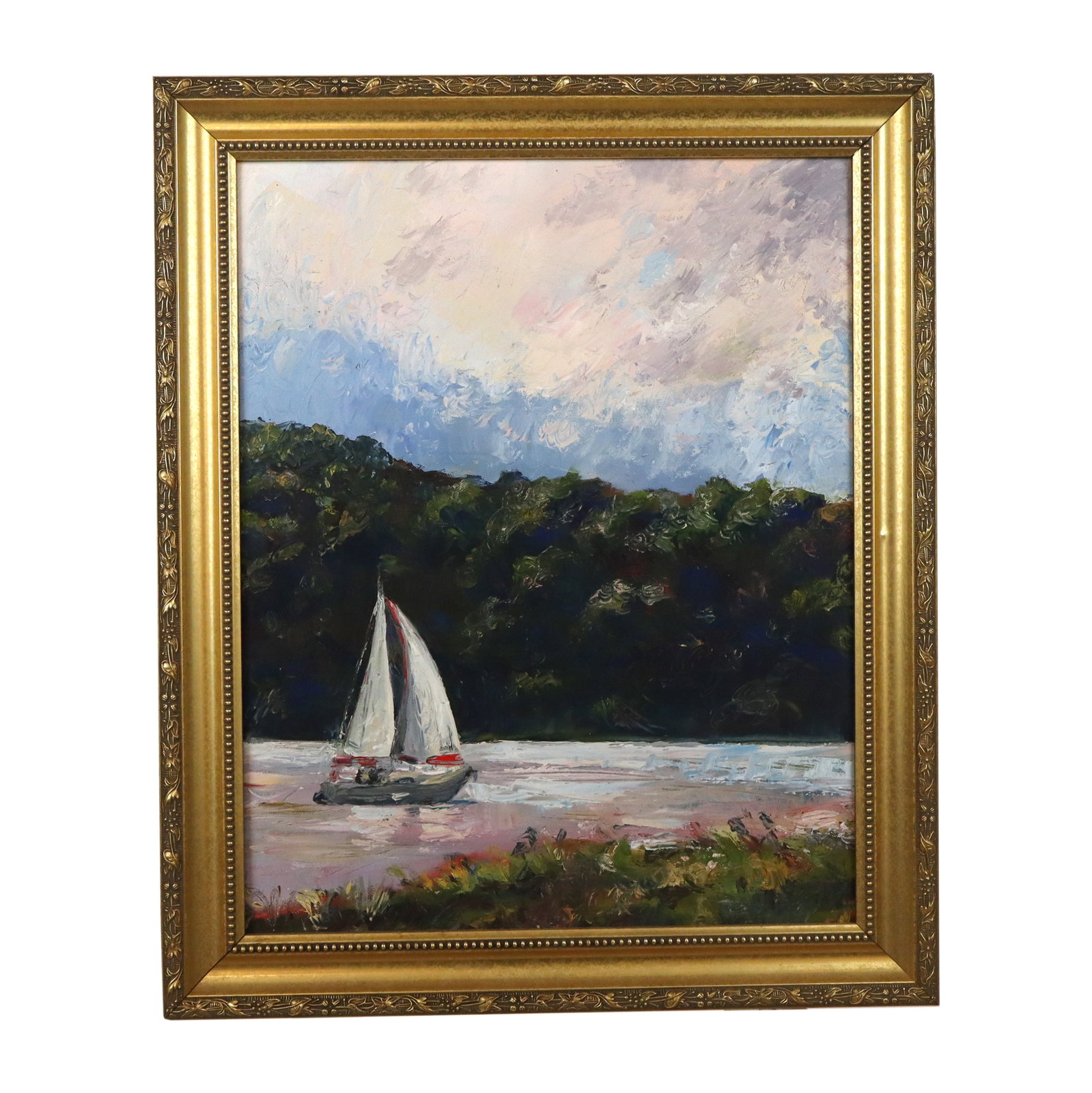 Emmeline HASTINGS Oil on Canvas Sailboat Landscape (1 of 12)
