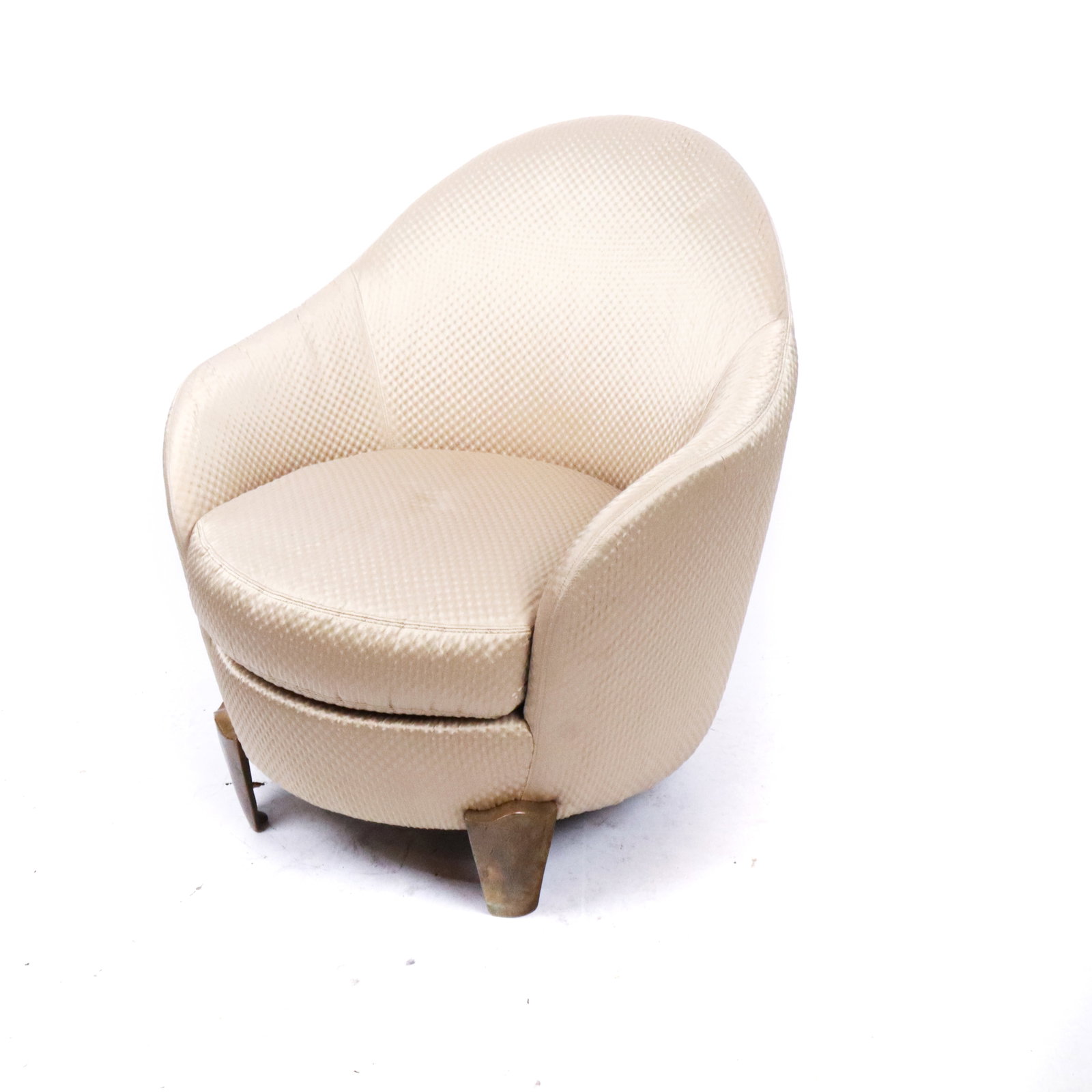 Garouste & Bonetti "Koala" Chair: Elisabeth Garouste (French, b.1946) and Mattia Bonetti (Swiss, b.1952) golden and pebbled patterned upholstered and gilt bronze "Koala" chair, designed circa 1990, mark to interior of front feet GB. [