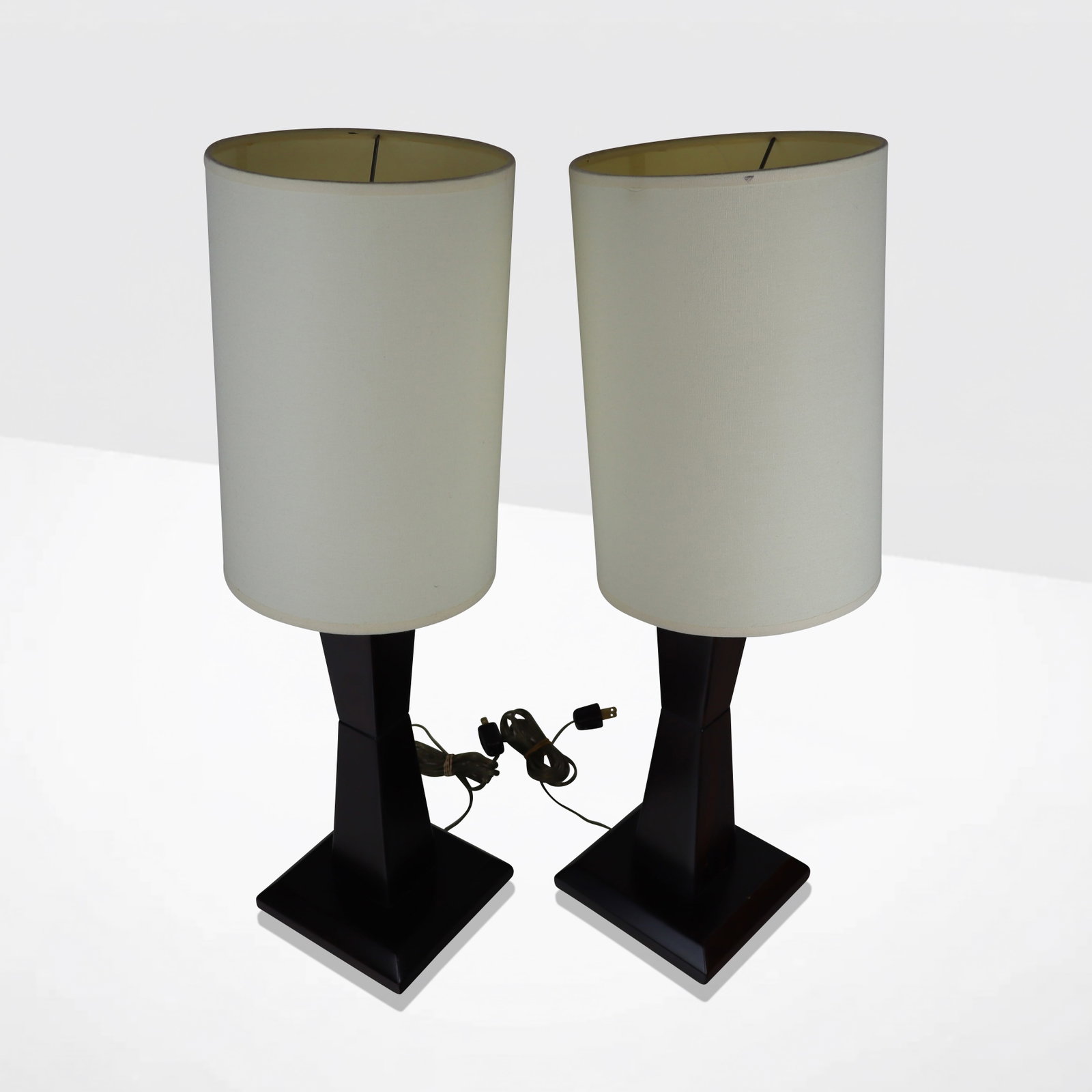 Pair of Contemporary Stained Mahogany Lamps (1 of 10)