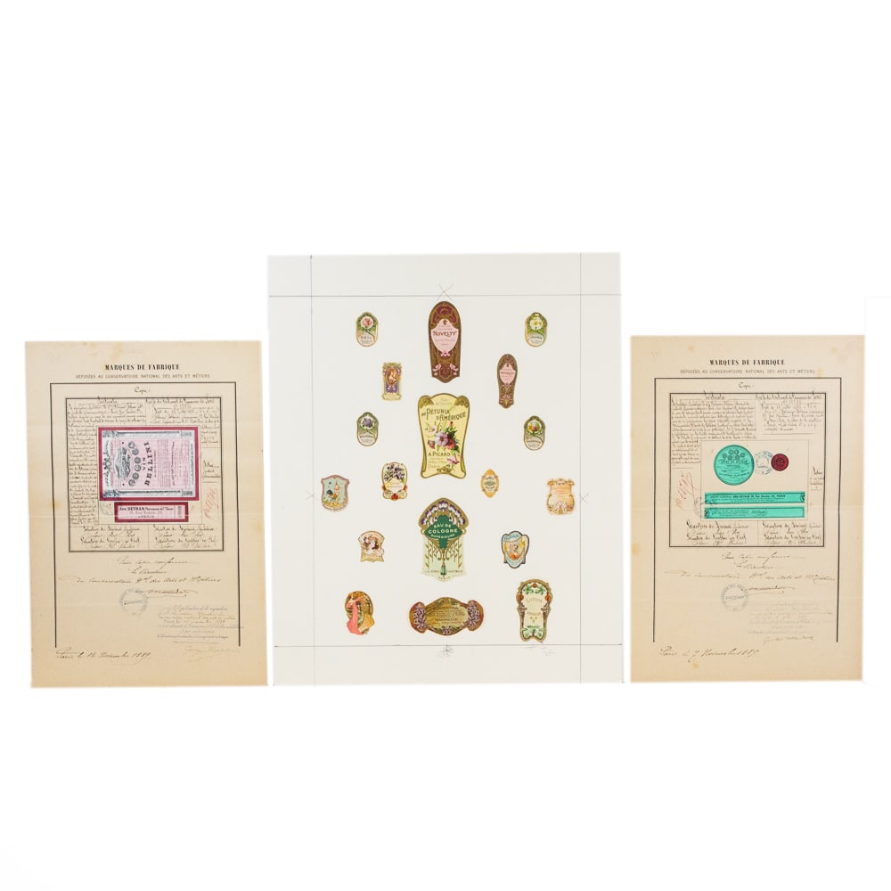 Group of French Advertising Labels & Documents, 3 (1 of 20)