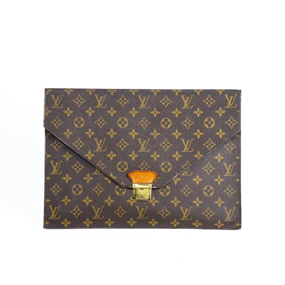 Louis Vuitton, Gucci, & Bottega Accessories, 4: Assorted designer accessories comprising a Bottega Veneta butterfly printed suede clutch or case, a Gucci green leather card case with P.N.R. monogram, a Gucci brown leather notebook with gold tone