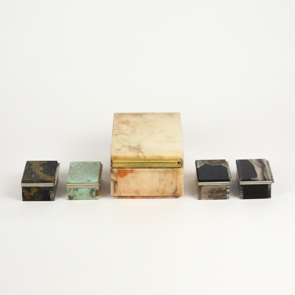 Five Assorted Stone Trinket Boxes - 3