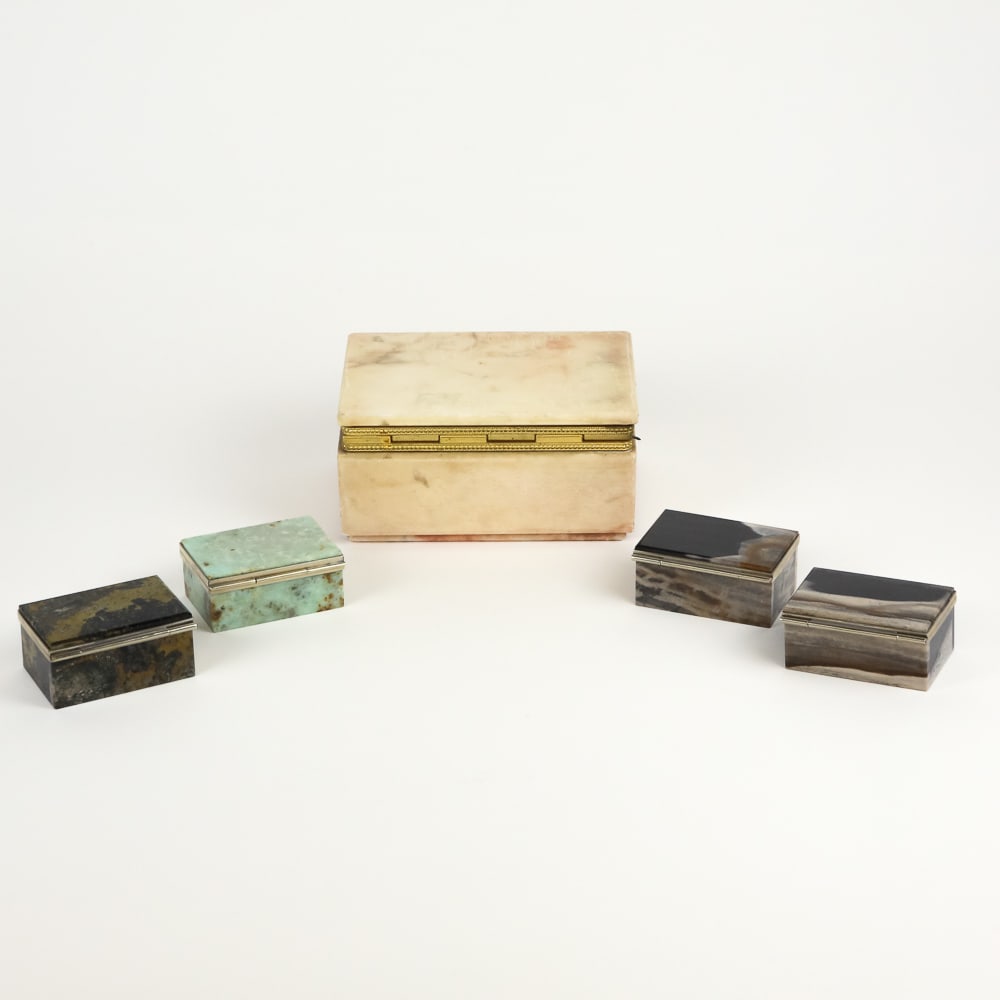 Five Assorted Stone Trinket Boxes - 4