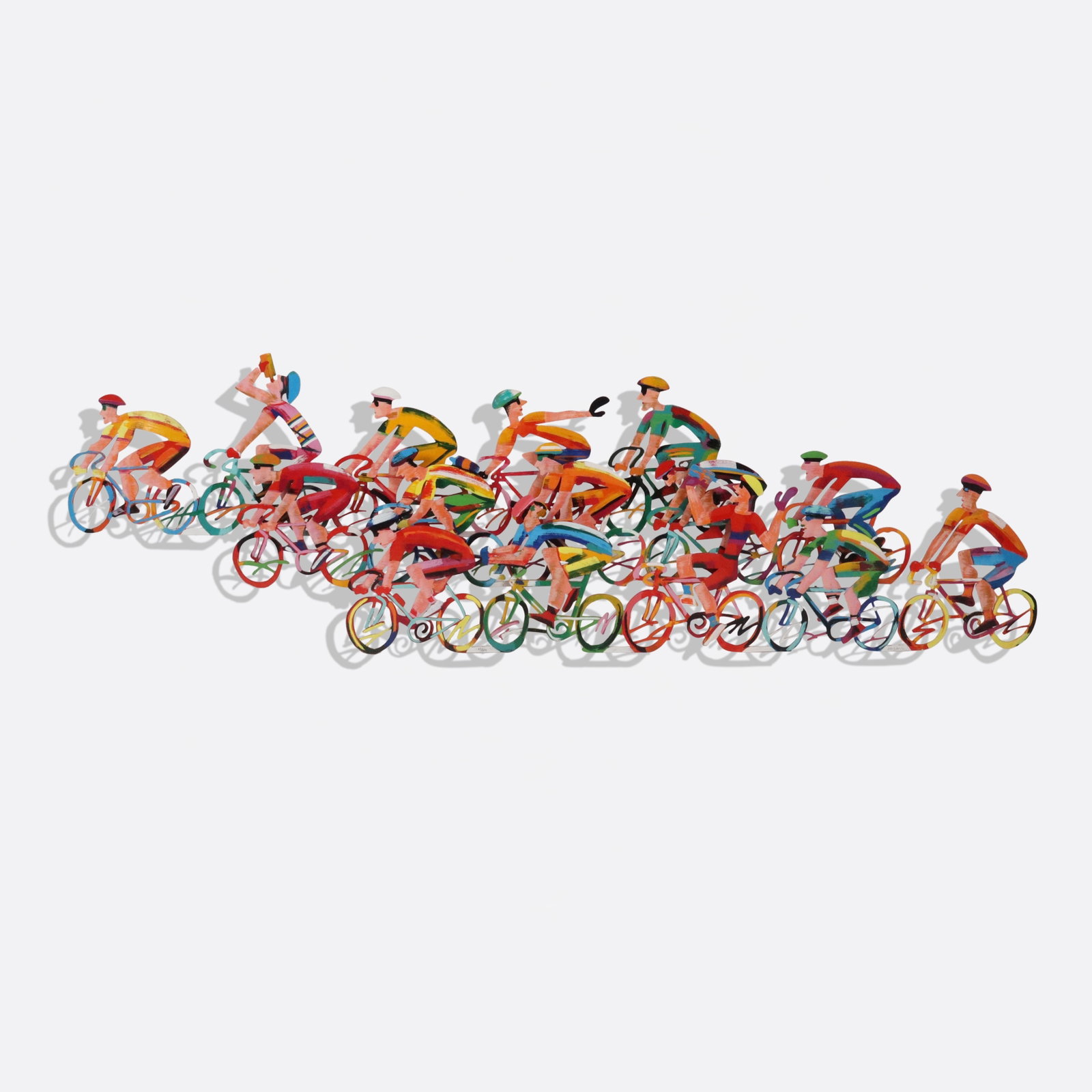David GERSTEIN Painted Metal Sculpture of Cyclists (1 of 14)
