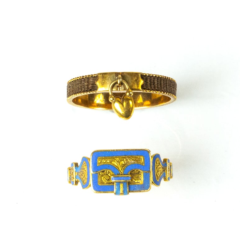 Two Antique Gold & Hair Memorial Rings (1 of 20)