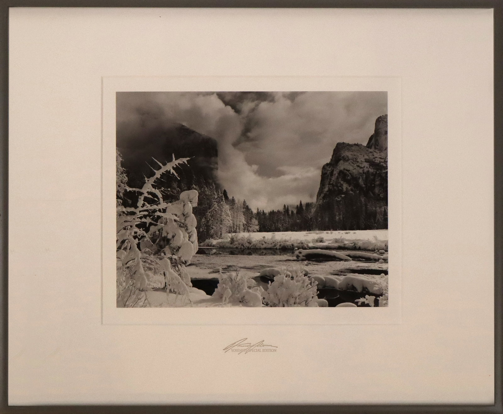 Alan Ross aft. Ansel Adams "Gates of the Valley": Gates of the Valley, Yosemite Valley, Winter, gelatin silver print, Special Edition Photographs of Yosemite by Ansel Adams, printed by Alan Ross, from the original negatives, in collaboration with The