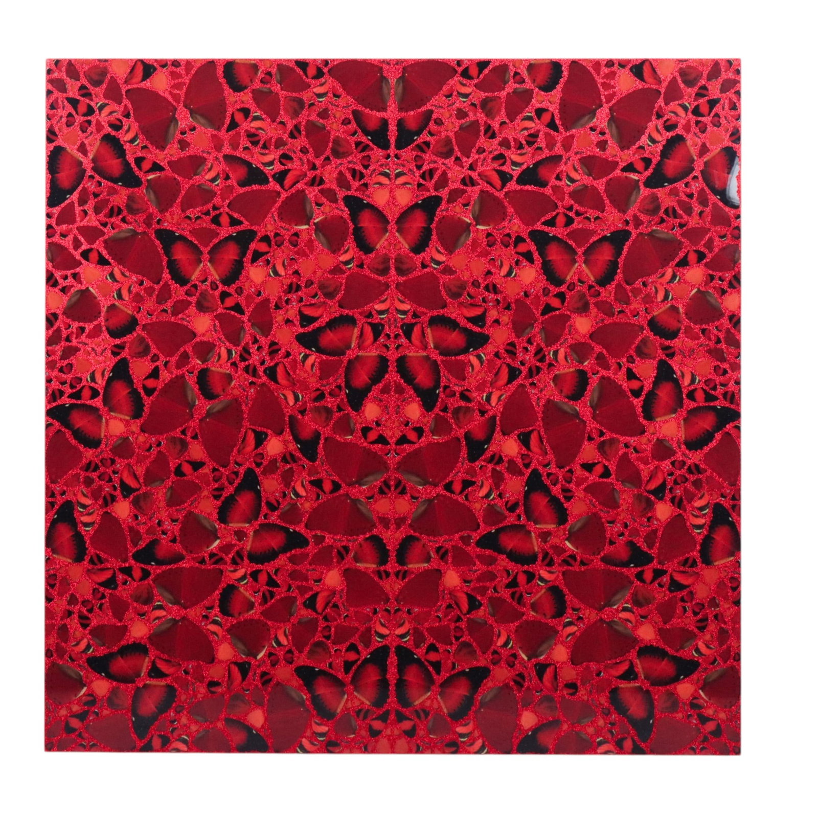 Damien HIRST "Theodora" Butterflies Print: Damien Hirst (British, B. 1965) color laminated giclee print with screen-printed glitter on aluminum composite panel, "Theodora," from "The Empresses" series, 2022, H10-3, published by HENI Editions, 