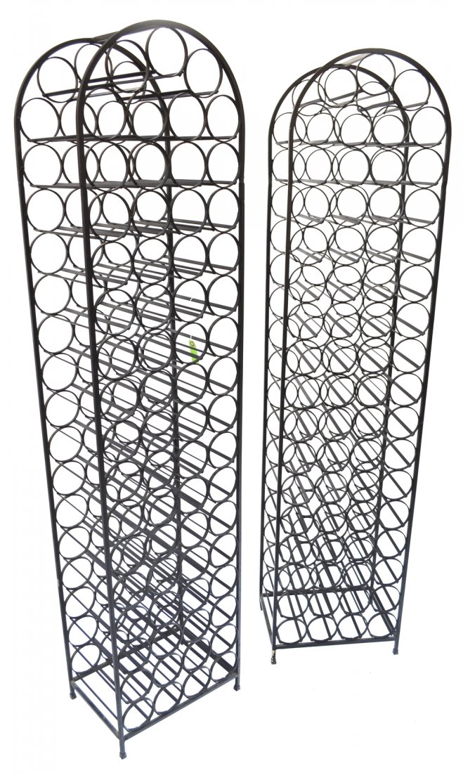 Pair of Steel Wine Racks: Pair of steel wine racks. [12" x 17" x 72" H].