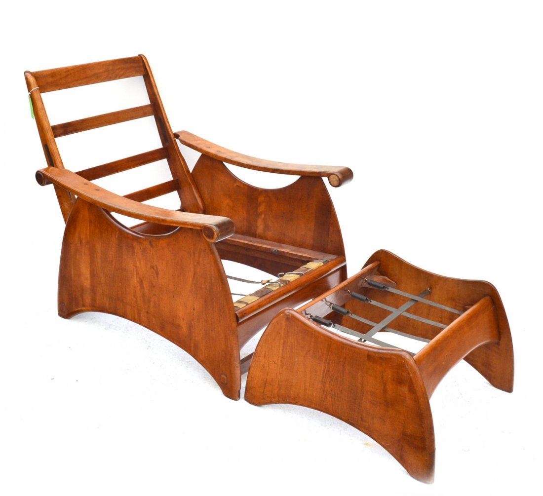 Rare Gilbert Rohde Chair and Ottoman: For Heywood-Wakefield. Circa 1932.