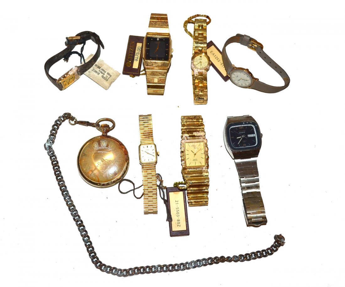 Assorted Men's and Women's Watches (As Is): Makers include: Manford, Pulsar, Seiko and Citizen. All sold as is, some with water damage. 8 items.