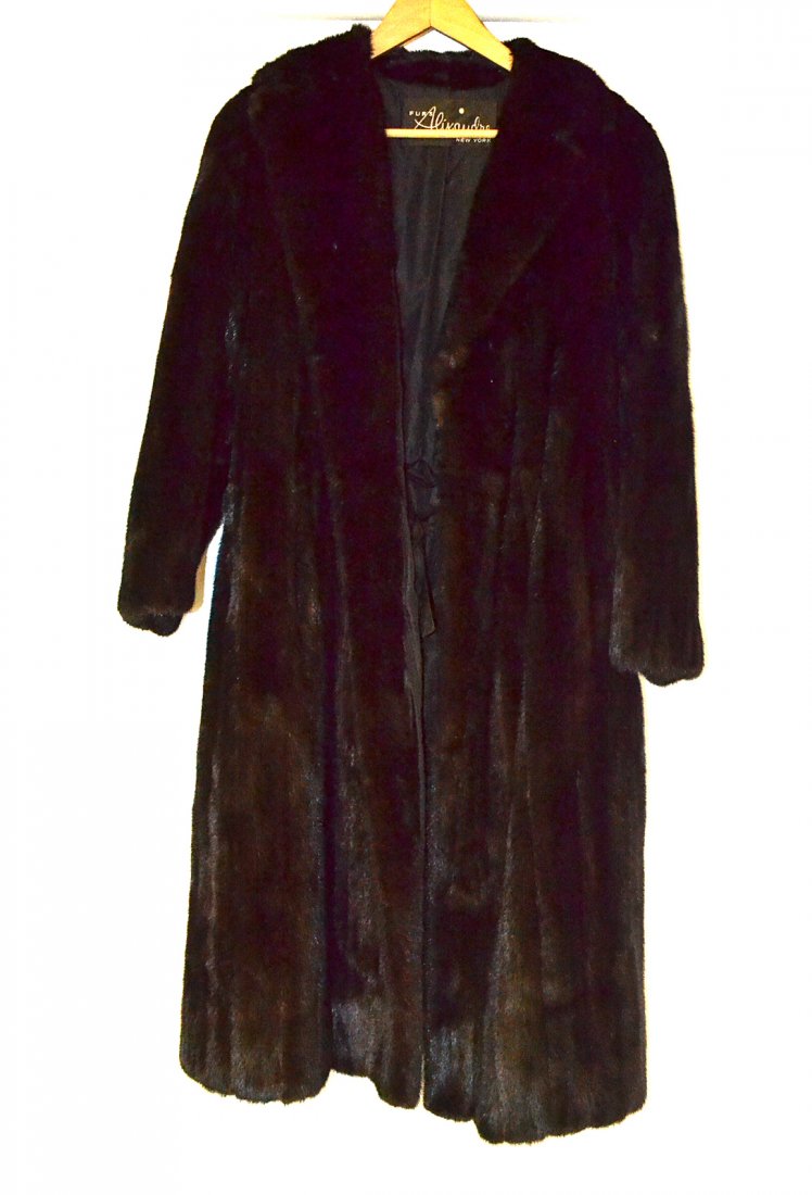 Alixandre New York Mink Coat: [45" L]. As is, shoulder torn, worn.