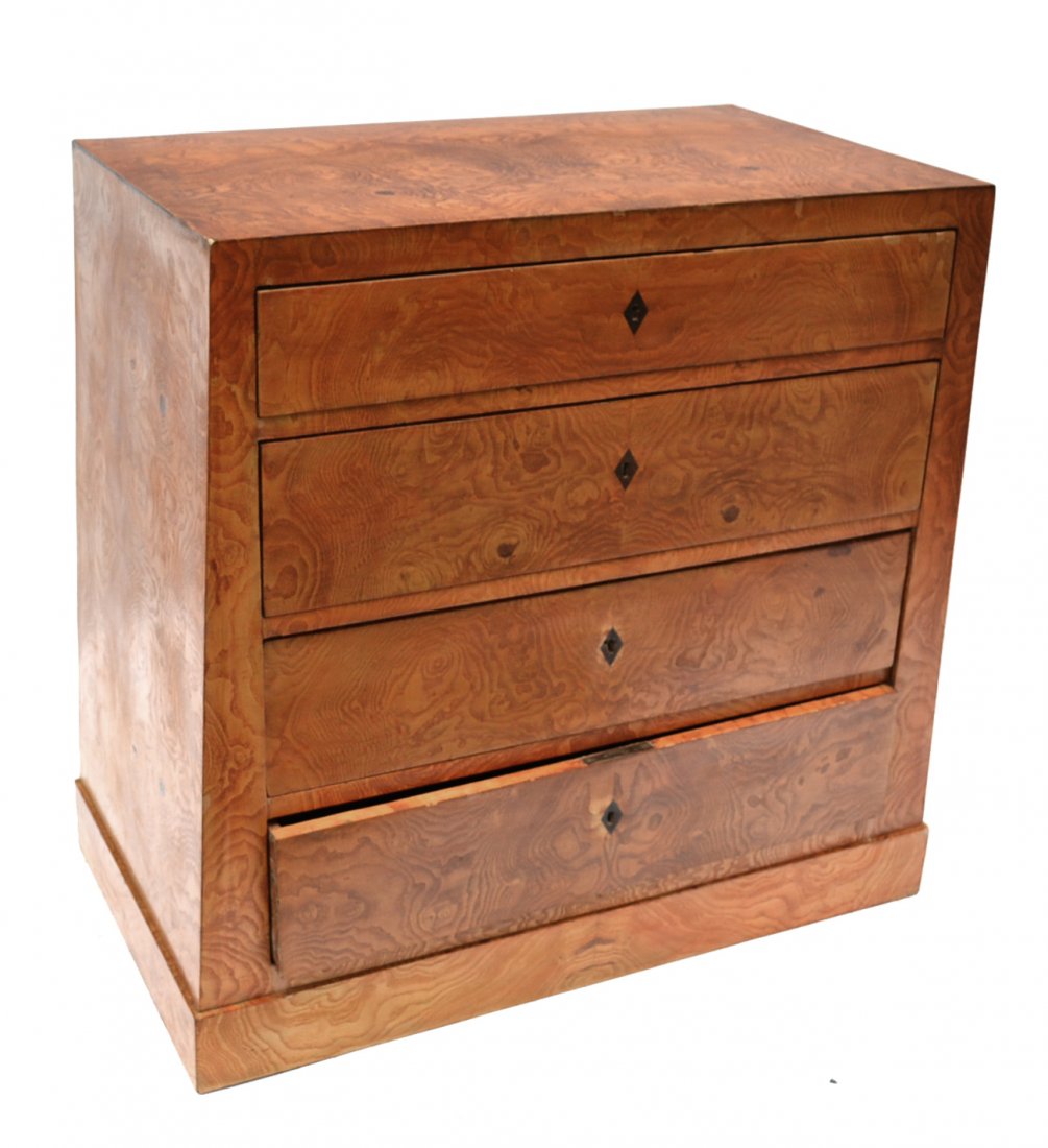 Biedermeier Chest: Maple, graduated, four drawer chest. [34" L x 20" D x 36" H].