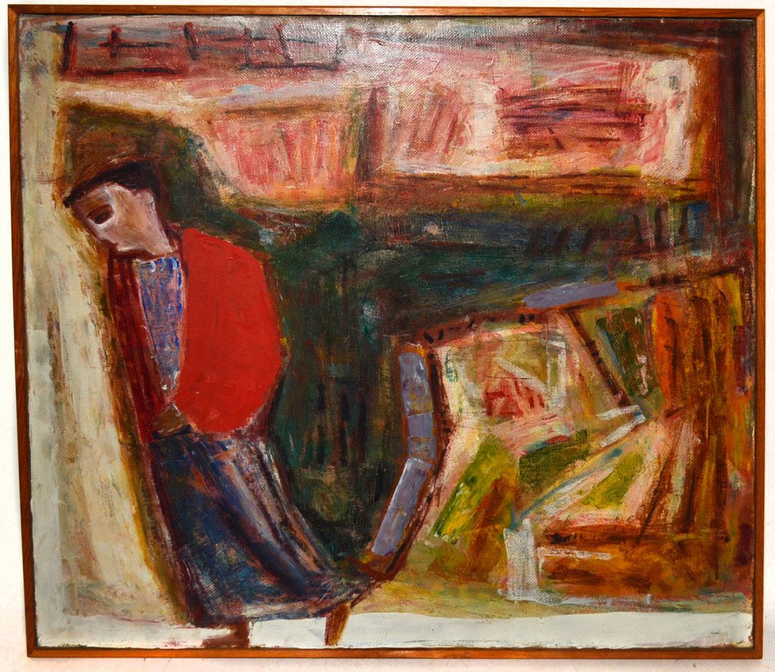 Oil on Canvas, Lady In Red: Framed oil on canvas, lady in a red cloak. In good condition. [Art: 25" x 23"; Frame: 26 1/2" x 24 1/2"]