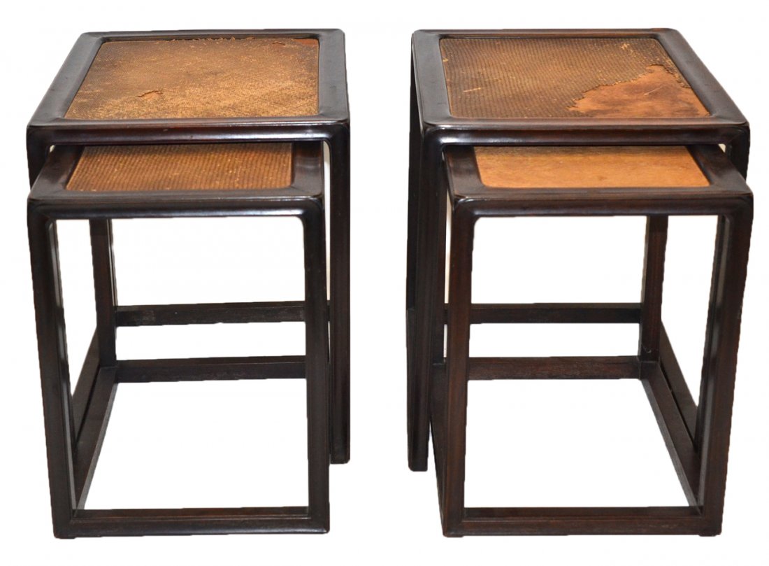 Four Nesting Tables: Four Asian style nesting tables, table as is. [18 1/2" x 15" x 18n 1/2" h].