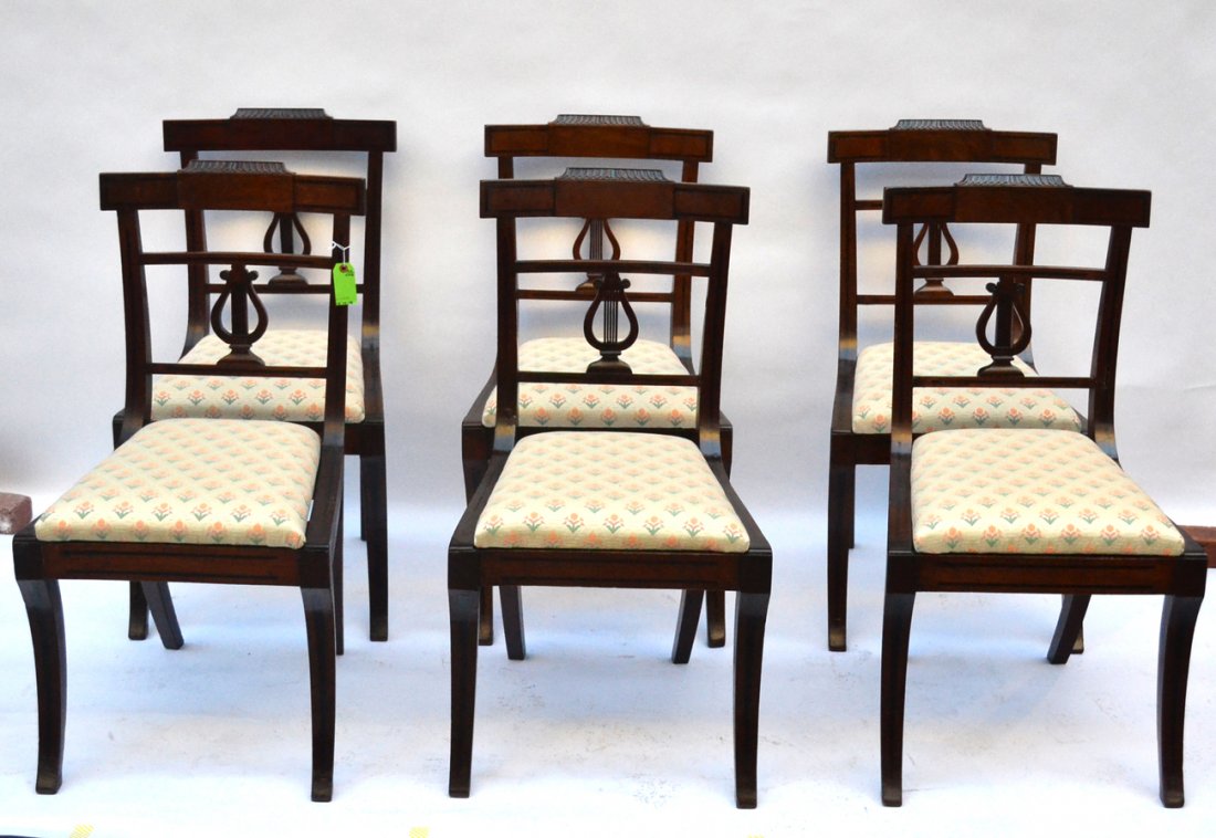 Six Duncan Phyfe Style Chairs: Six Duncan Phyfe Style Chairs.