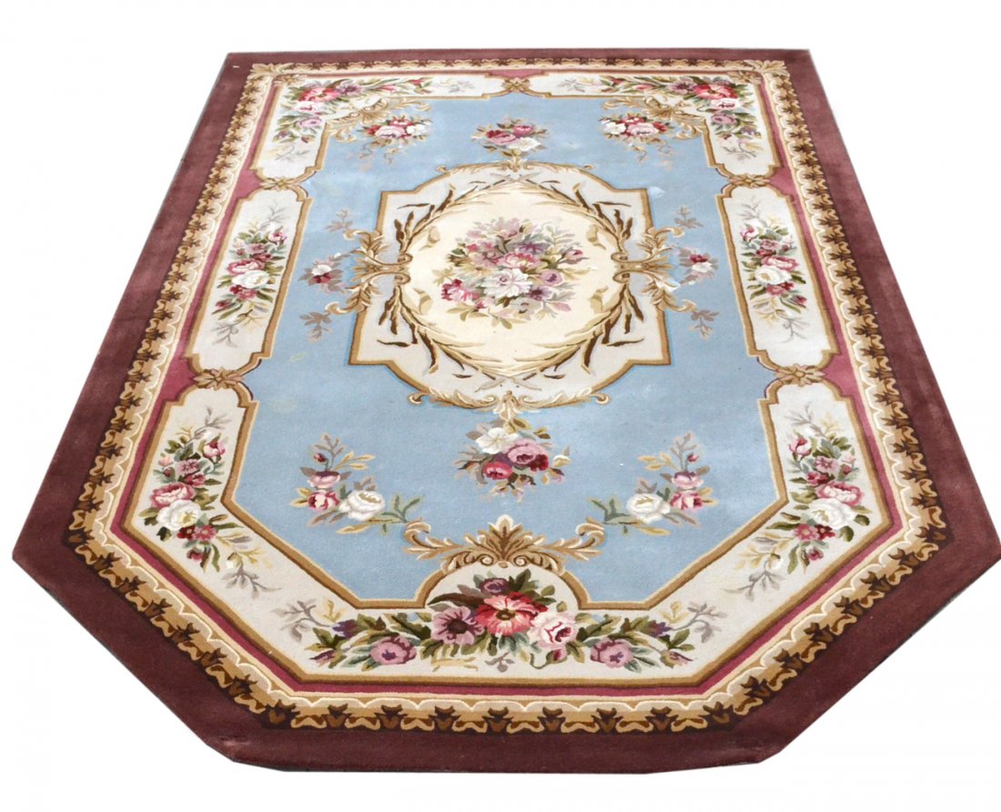 Floral Decorated Rug: Indonesian made floral decorated rug. Approximately [9" x 12" shaped].