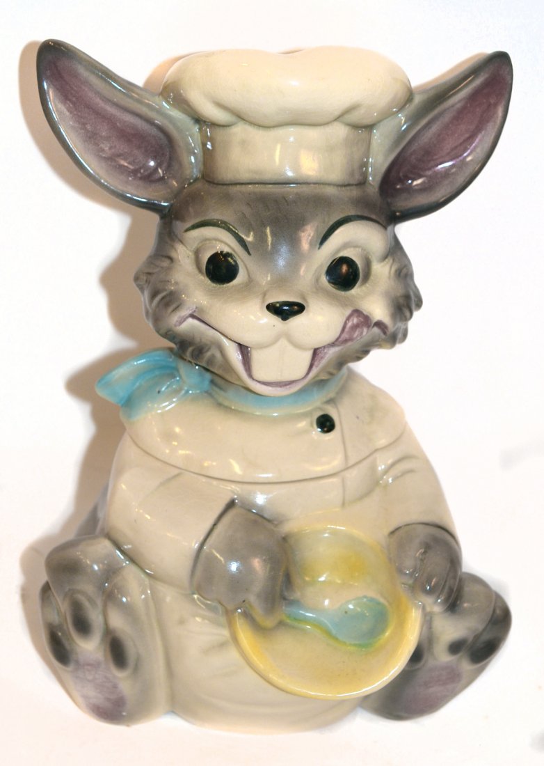 Brush Rabbit Cookie Jar: Brush, USA, Rabbit cookie jar. [14" H]. In good condition.