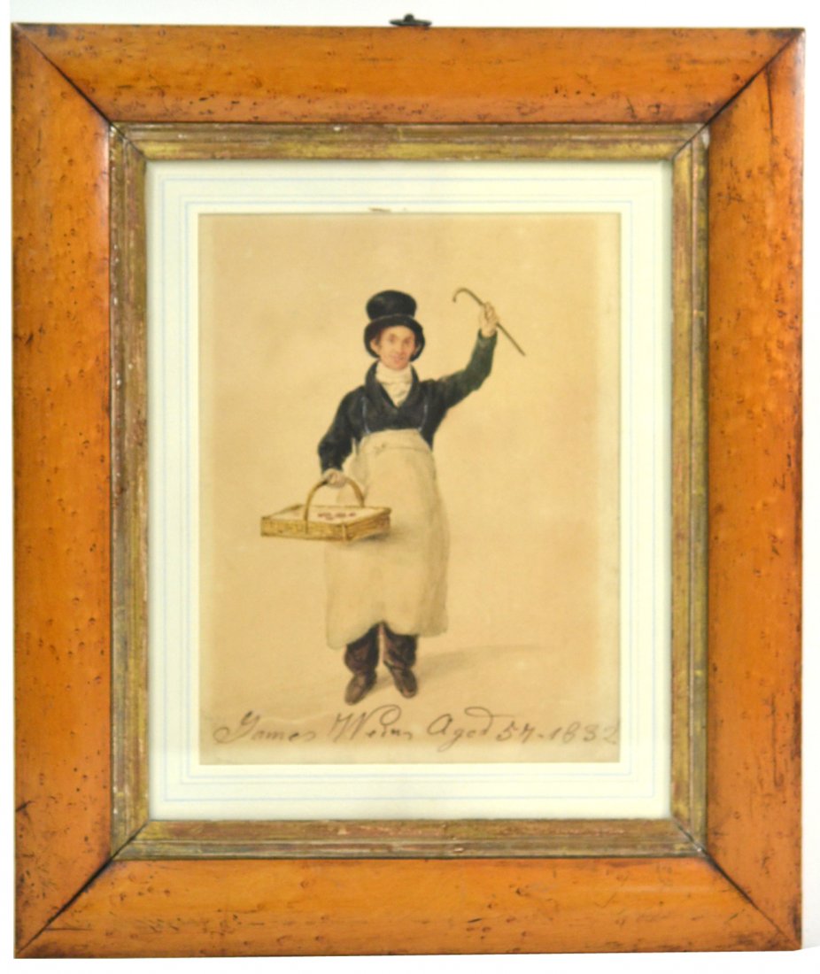 After Hogg - Portrait of James Weir: Framed painting depicting "James Weir, age 57". [Art: 10" x 13"; Frame: 13 1/2" x 16"] In good condition.