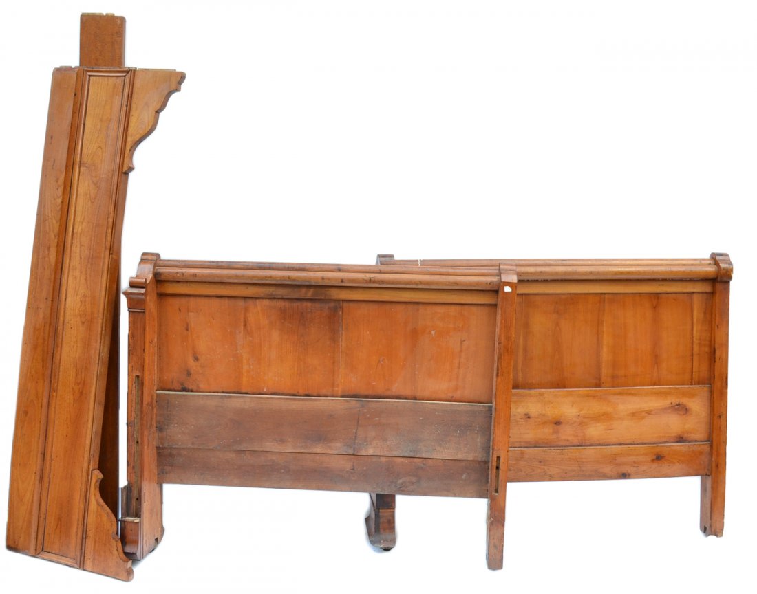French Fruitwood Day Bed: With carved front rail and plain back rail. [Approx. 79"W x 47 1/4"D x 40"H; Interior measurements 43-3/4"W x 74"D].