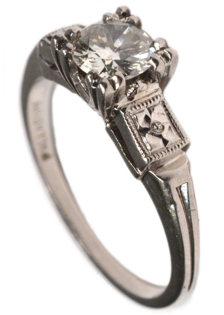 Palladium & Diamond Engagement Ring: In good condition. 1.7 dwt inclusive.