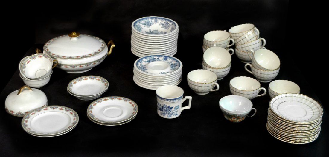 Group of Assorted Ceramic Dinnerware: Includes Copeland, Spode, Limoges, etc. A few chips.
