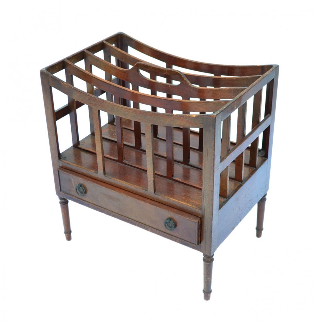 Mahogany Canterbury: [19" W x 12 3/4" D x 21" H]. Worn.