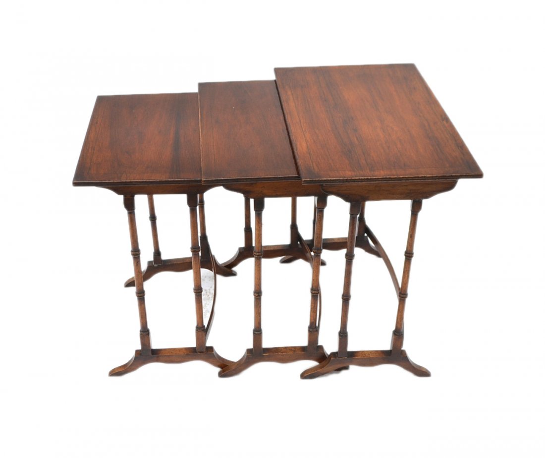 Antique Nest of Three Tables: Antique set of three nesting tables. [20" W x 13 1/2" D x 22 1/4" H]. Good condition.
