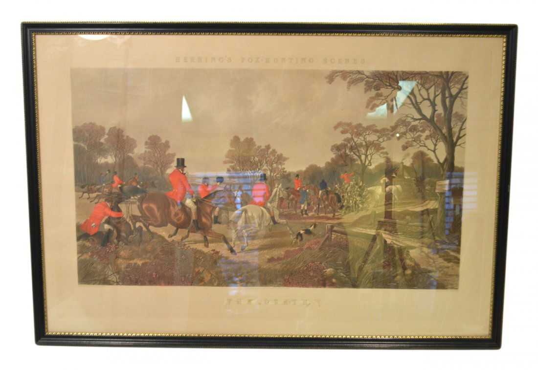J. Harris - Fox Hunt: Framed fox hunting engraving "The Death". [37 1/2" x 25 1/2" overall dimensions].