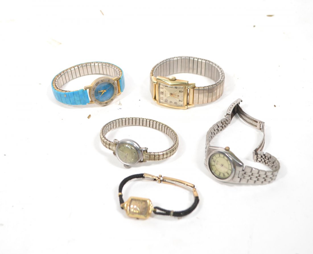 5 Lady's Watches: Includes a Hamilton 10k gold watch, along with a second Hamilton, Seiko, and more. All sold "as is".