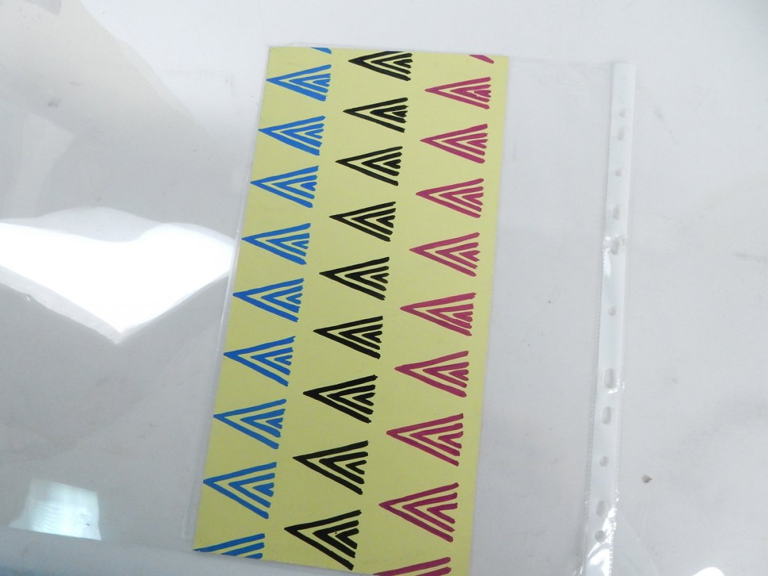 After Sonia Delaunay: Bears inscription "S.D." Sonia Delaunay on back pattern design. Gouache on paper. [12" W x 6 1/4" H]. In good condition.