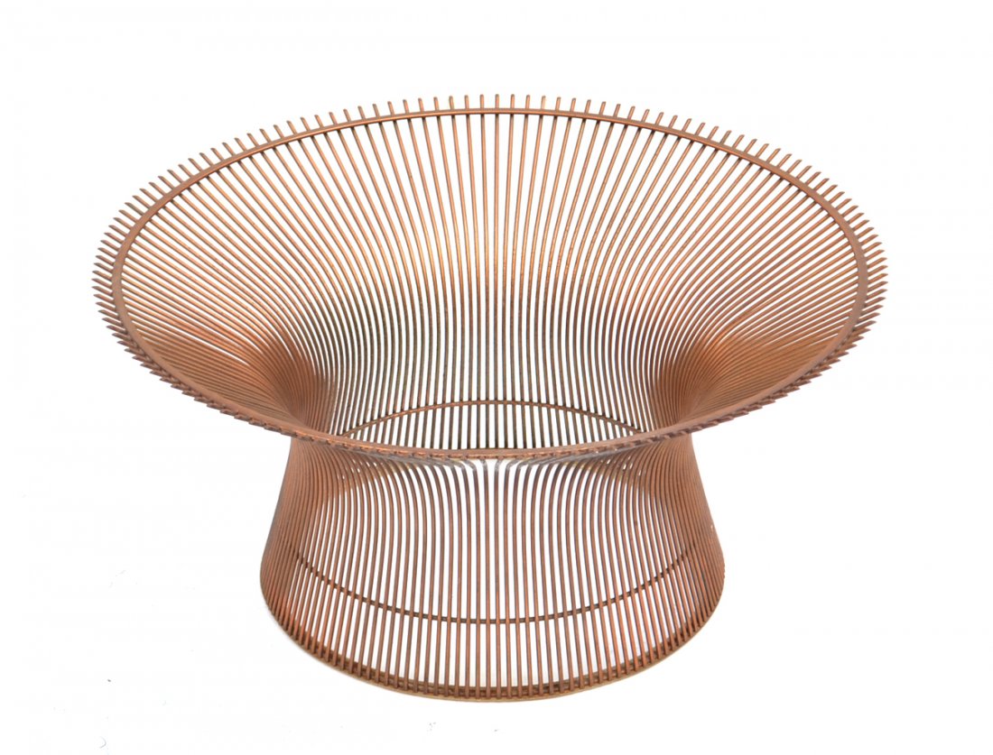 Warren Platner Coffee Table Base: Copper base for low table. Circular form. [24" dia x 11 1/2" H]. No glass top. Good condition.