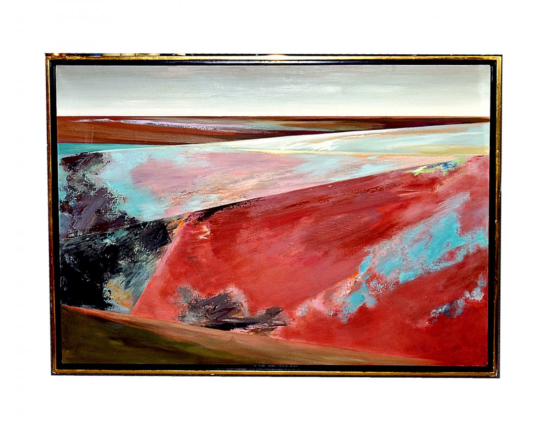 C. Rumsey, Abstract: Oil on canvas, abstract expressionist composition. Signed bottom right "XXIII Rumsey." Recto bears "The Segal Gallery" label and is signed "Celia Rumsey...Amelia Series: Plates XXIII (Punk) 9/22/83." 
