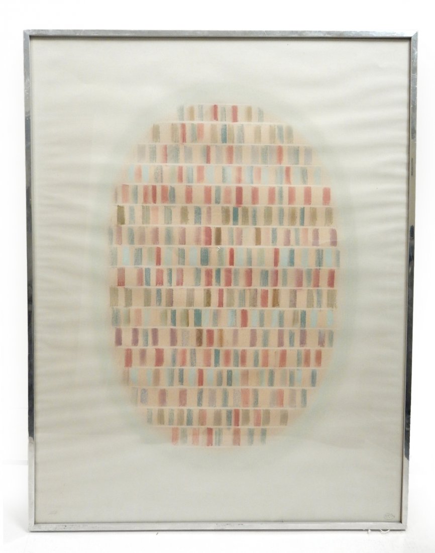Kenneth Rowell, Abstract Pastel: Kenneth Rowell (Australian, 1920-1999); abstract, pastel on paper. Signed and dated "KR '74" on lower right. [Art: 19 1/4" x 25 1/4"; Frame 20" x 26"]. Some minor tears to paper; otherwise, in good co