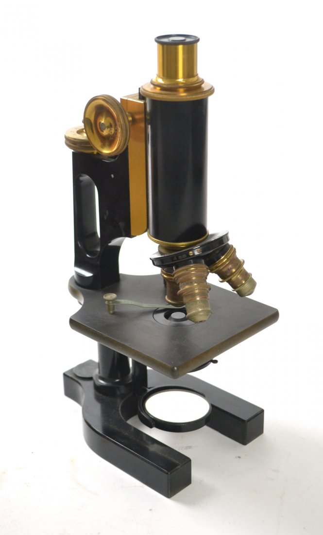 Bausch & Lomb Microscope and Case: Bausch and Lomb microscope with case. [8 1/4" x 6 3/4" x 14 1/2" H].