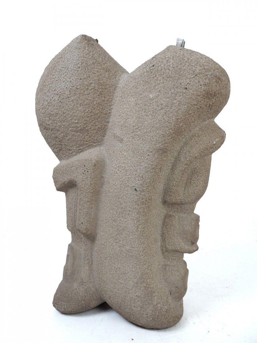 Abstract Limestone Sculpture: Abstract limestone sculpture. [10 1/2" L x 15" H]. Losses, abrasions.