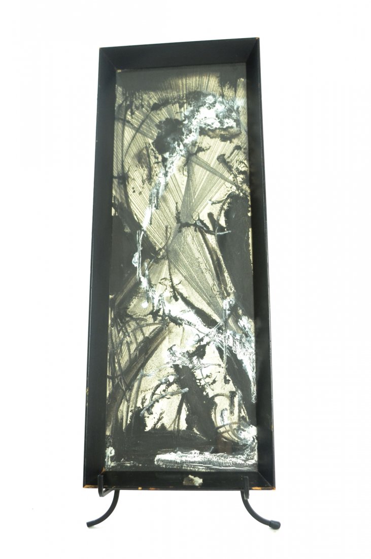 Joachim Probst, "Vermont Night": A Joachim (Jack) Probst ink and watercolor on paper. Titled "Vermont Night" on verso. NYC 1956. [21" H x 7" W].