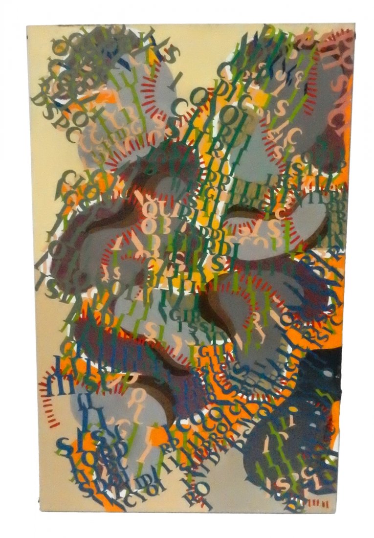 Modern Oil on Canvas - Abstract: Unsigned. [Art: 38" x 60"; unframed]. Wear at edges, minor canvas buckling. From Martin Parker / Spencertown Art and Antique Company.