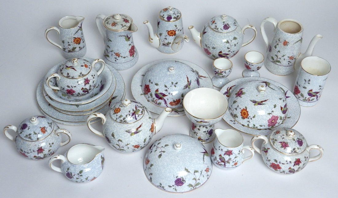 Partial Set of Porcelain Dinnerware: Partial set of Crown Staffordshire porcelain, approximately 25 pieces. 20th C. English. Good condition.