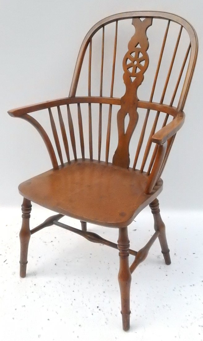 Maple Windsor Armchair: Maple Windsor armchair with wheel motif backsplat.