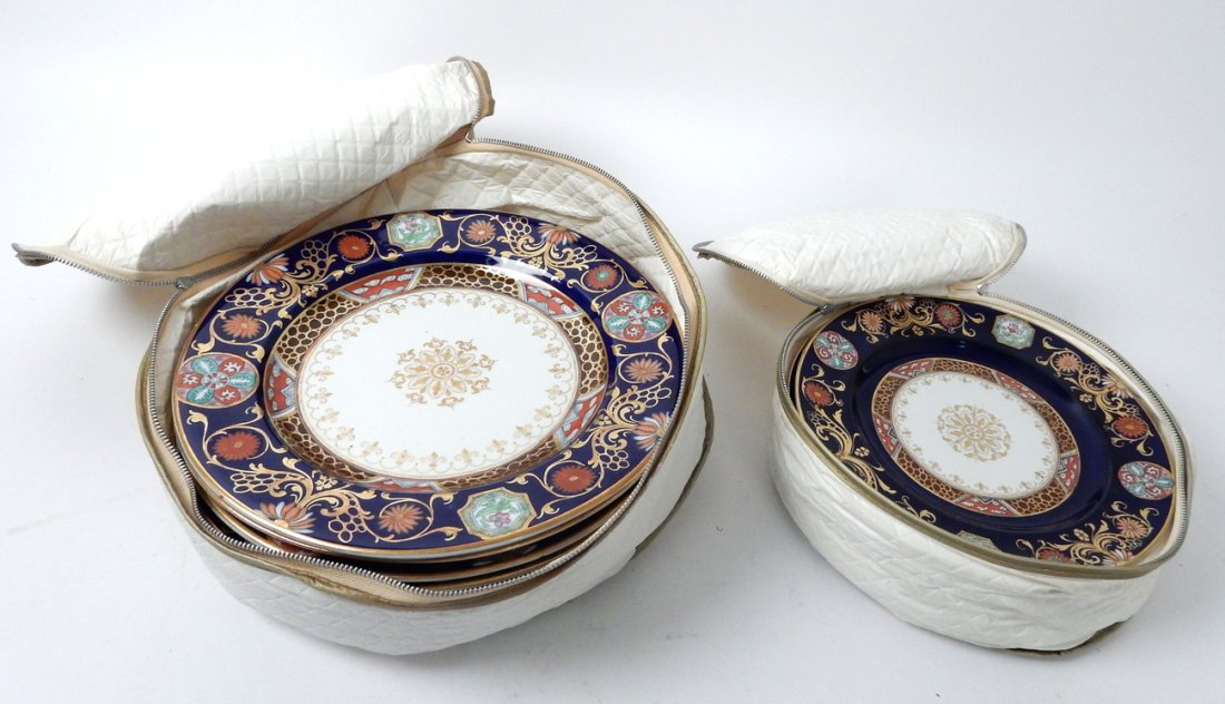 Ashworth Ironstone Part Service, c. 1860: Ashworth ironstone part service, circa 1860. Comprising 12 dinner plates [10 1/4" Dia] and 12 dessert plates [8 1/4"]. Printed and painted decoration; impressed. Good condition and printed marks.